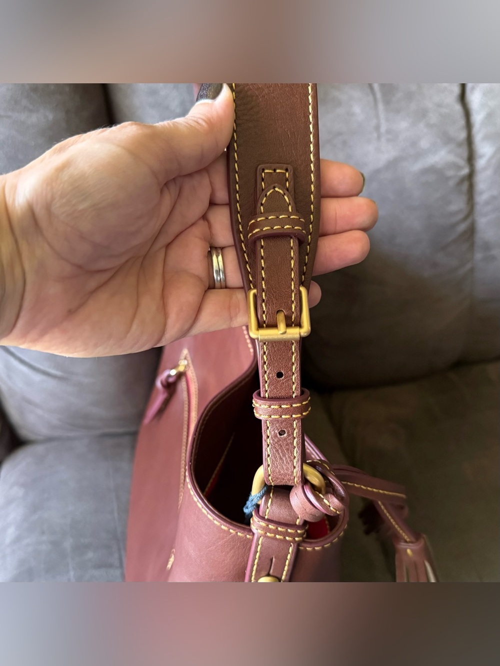 Dooney & Bourke Florentine Large Sac Shoulder Bag in Chestnut 🌰 - Picture 9 of 15